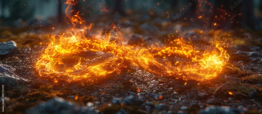 Fiery Infinity Symbol in a Forest Setting Fiery Infinity Symbol in a Forest Setting