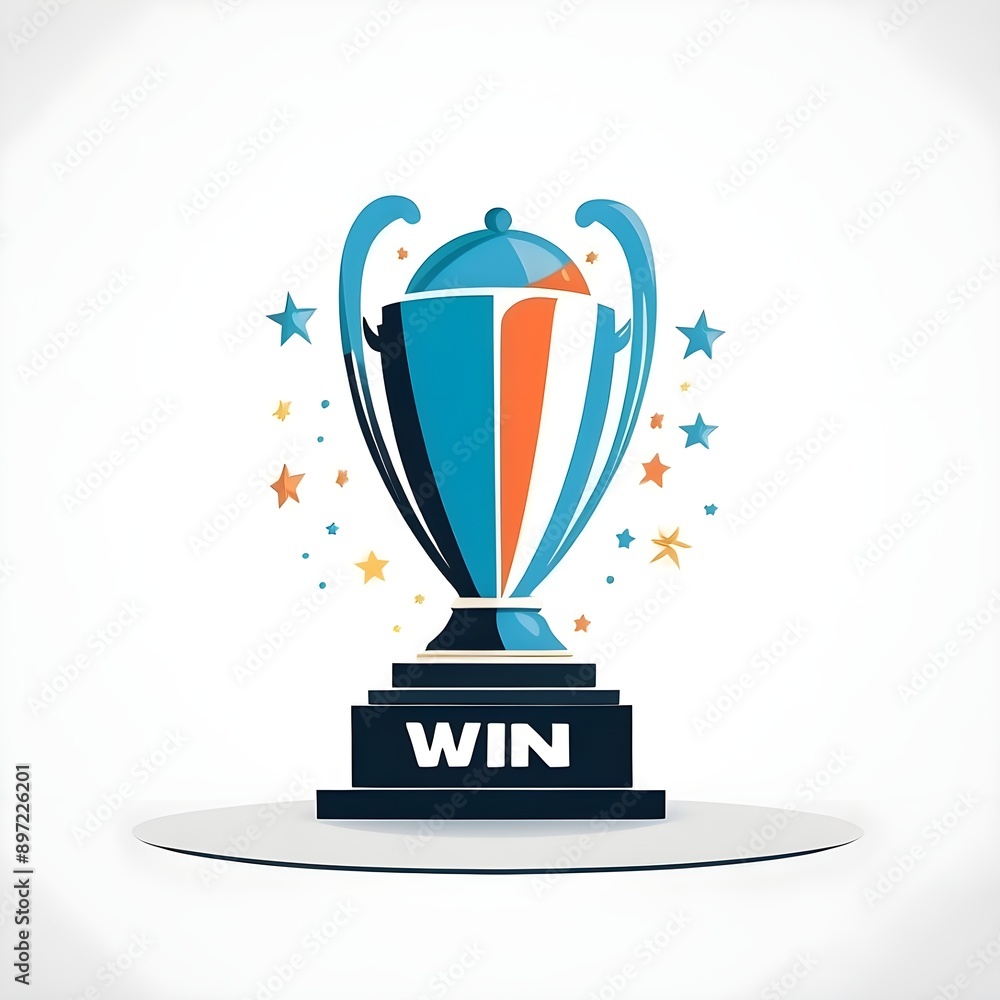 shiny trophy with a 'win' label on the base, symbolizing victory, achievement, and success in a clean and modern design shiny trophy with a 'win' label on the base, symbolizing victory, achievement, and success in a clean and modern design