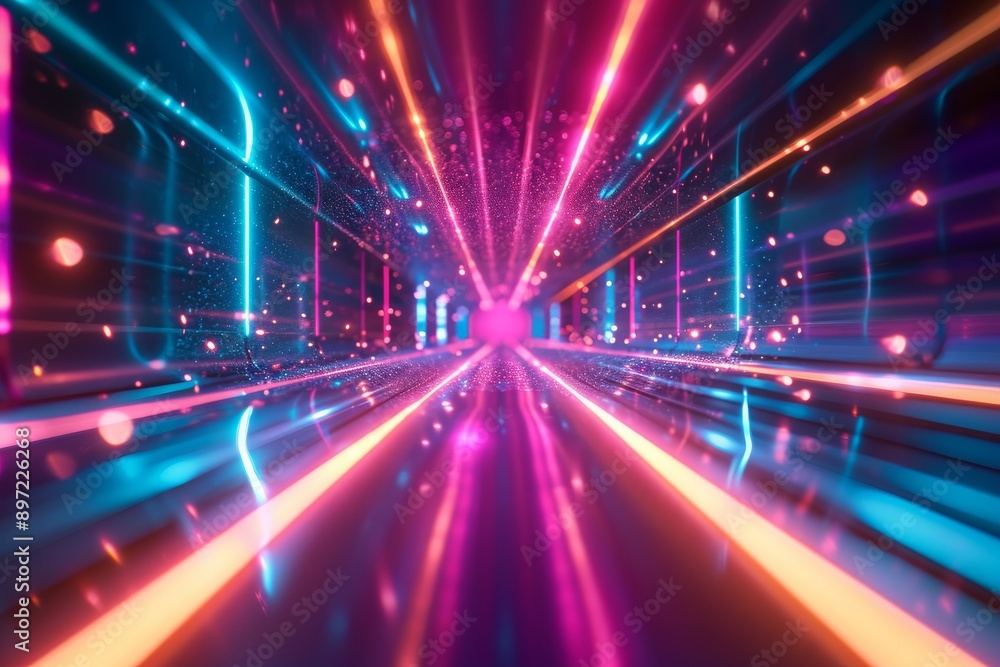 An eye-catching abstract background featuring vibrant neon lights and dynamic lines, Glittering neon lights in an abstract futuristic design, AI Generated An eye-catching abstract background featuring vibrant neon lights and dynamic lines, Glittering neon lights in an abstract futuristic design, AI Generated