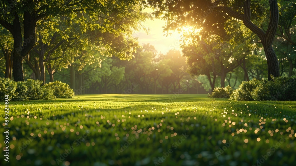 green grass manicured lawn and green forest trees at background. natural open wide green grass landscape background. green grass manicured lawn and green forest trees at background. natural open wide green grass landscape background.