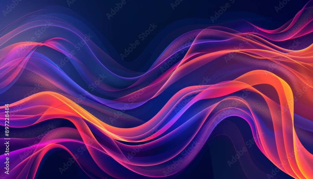 Obraz premium 3D rendering of colorful abstract fluid shapes moving on a dark background, capturing dynamic motion and vibrant colors, smooth lines, design