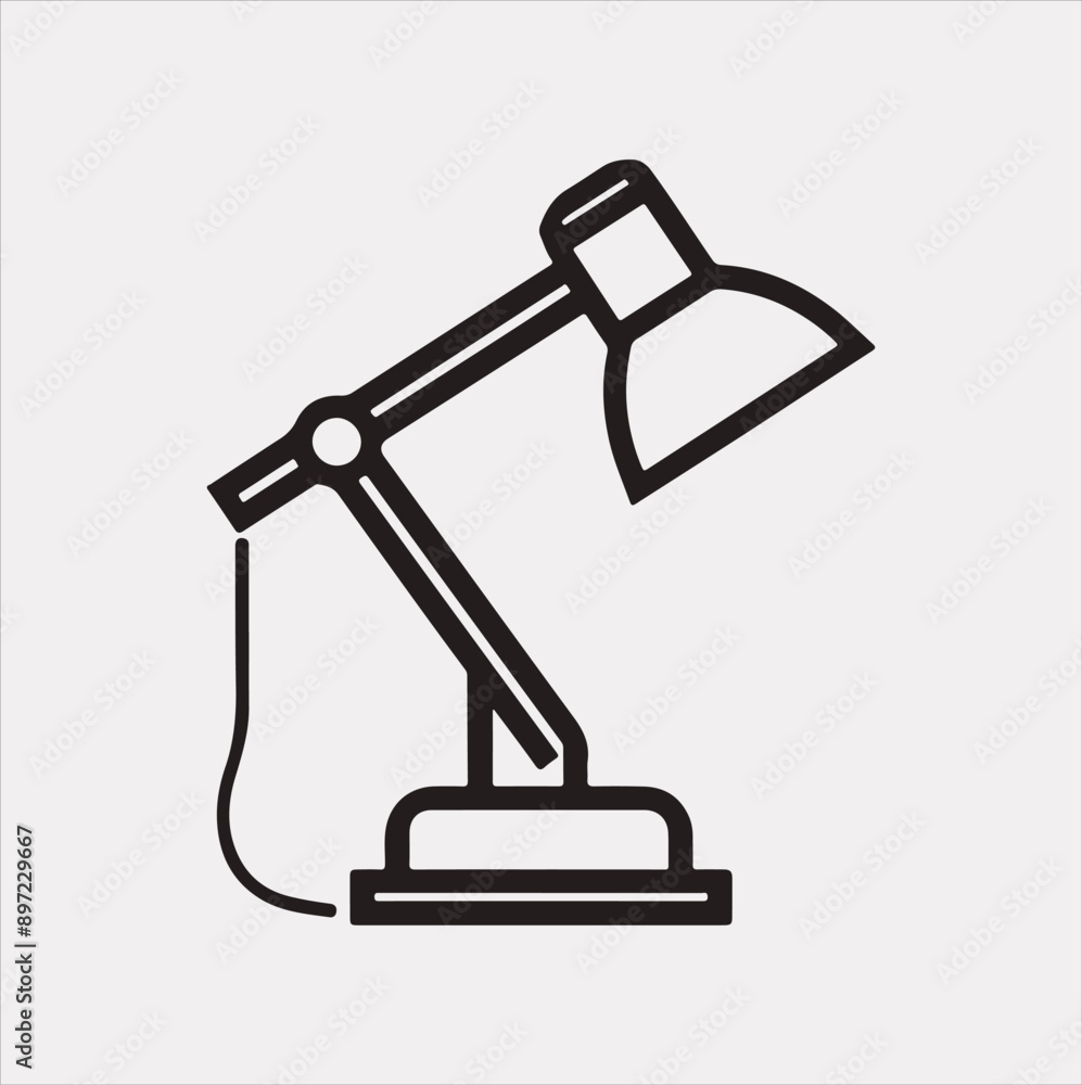 Desk lamp line Art silhouette vector on a white background Desk lamp line Art silhouette vector on a white background