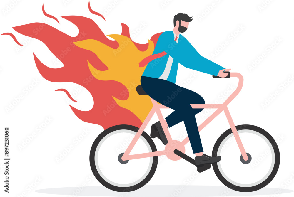 Fototapeta premium A flame was burning behind the businessman, business concept, wb and articles design,vector