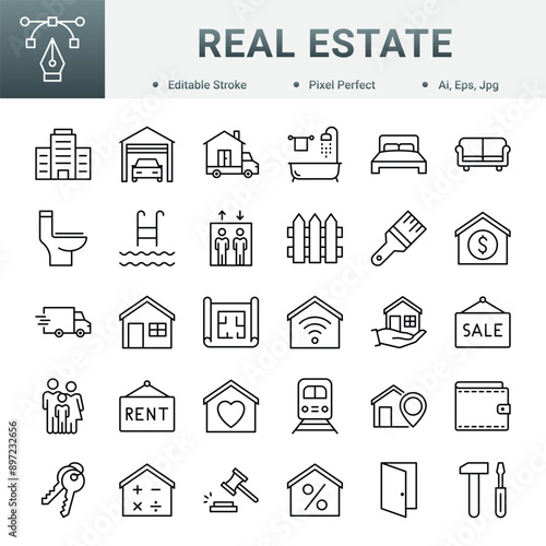 Real Estate Editable Icon Set