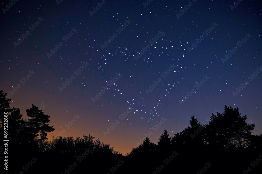 A mesmerizing view of a night sky adorned with numerous stars, Heart-shaped constellation in the night sky, AI Generated A mesmerizing view of a night sky adorned with numerous stars, Heart-shaped constellation in the night sky, AI Generated
