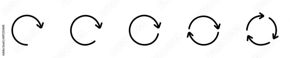 Circle icon with arrow. Round black arrow sign. Elements of the loading cycle line arrow vector Circle icon with arrow. Round black arrow sign. Elements of the loading cycle line arrow vector