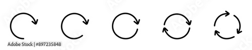 Circle icon with arrow. Round black arrow sign. Elements of the loading cycle line arrow vector