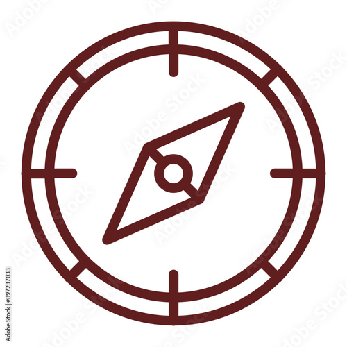 Compass Vector Line Maroon Icon Design