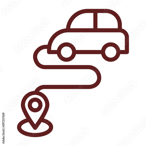 Driving Route Vector Line Maroon Icon Design © MuhammadRizwan