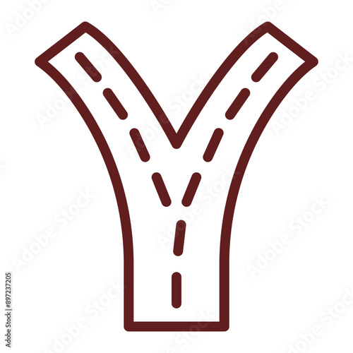 Road Split Vector Line Maroon Icon Design