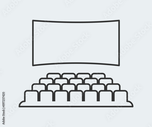 Cinema hall. Theatre stage. Movie theater entertainment screen.