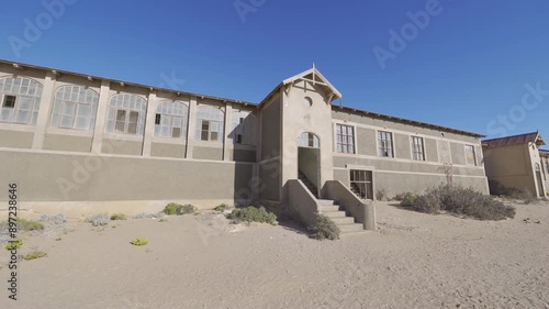 Kolmanskop, The abandoned houses. the famous tourist attraction in Namibia, South Africa. Empty sand dune in home room . The ghost town.