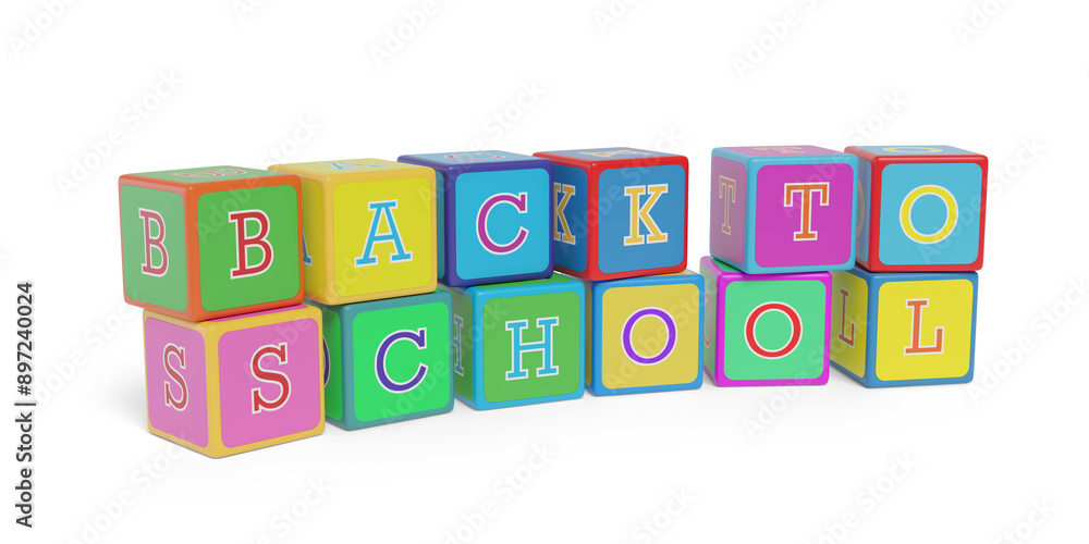 Back to school. Cubes with letters isolated on white background. 3d illustration. Back to school. Cubes with letters isolated on white background. 3d illustration.