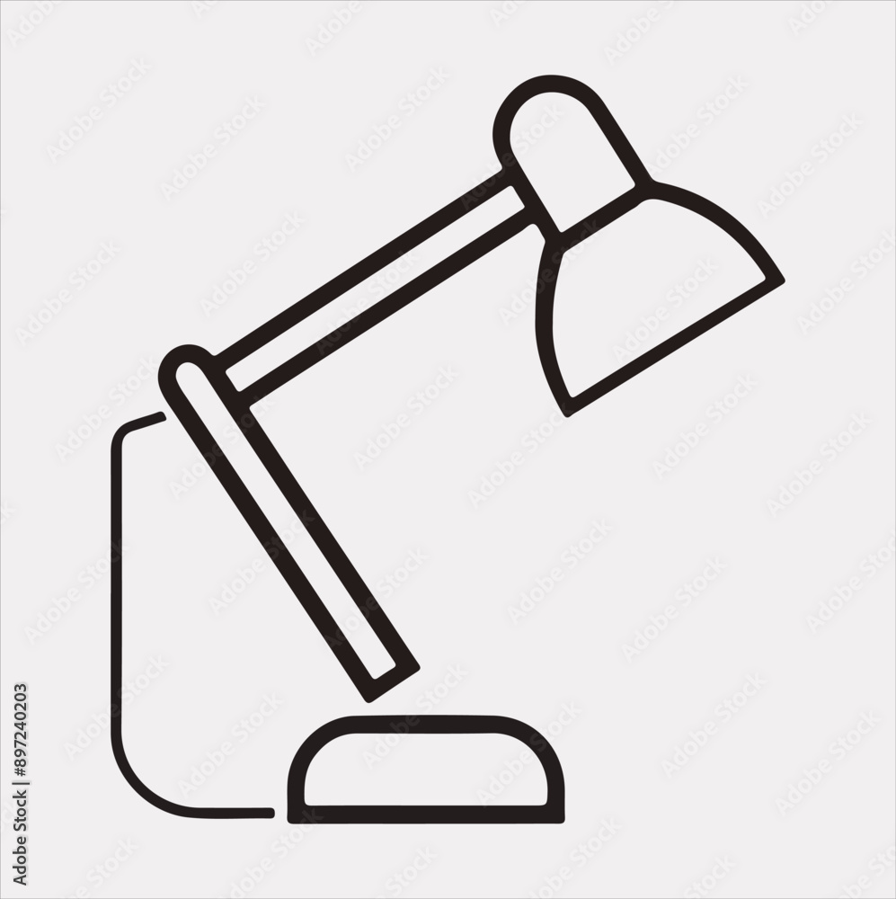 Desk lamp line Art silhouette vector on a white background Desk lamp line Art silhouette vector on a white background