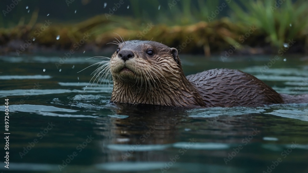 The European Otter - Lutra lutra playing and hunting underwater This animal is dangerous pest for fish farm and aquaculture Wildlife in National Park Sumava Czech Republic, Europe. The European Otter - Lutra lutra playing and hunting underwater This animal is dangerous pest for fish farm and aquaculture Wildlife in National Park Sumava Czech Republic, Europe.
