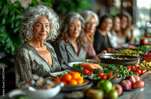 Women bonding over a feast with fresh ingredients, celebrating togetherness and community © Viktoria Kovalchuk