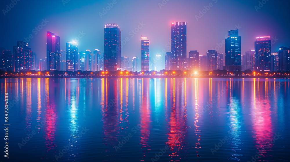 Obraz premium 夕暮れの美しい都市