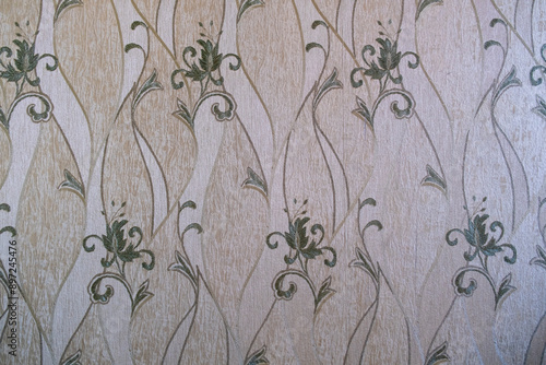 vintage wallpaper. fence with grass