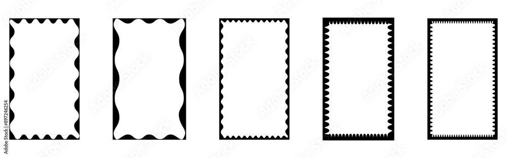 Obraz premium Set of rectangle picture frames with wavy inner borders