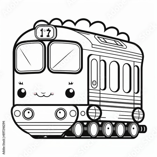 COLORING DRAWING AT SCHOOL A NICE TRAIN 2 photo