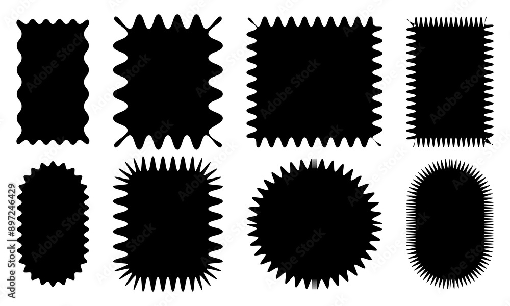 Fototapeta premium Set or different shapes with squiggly and sharp borders