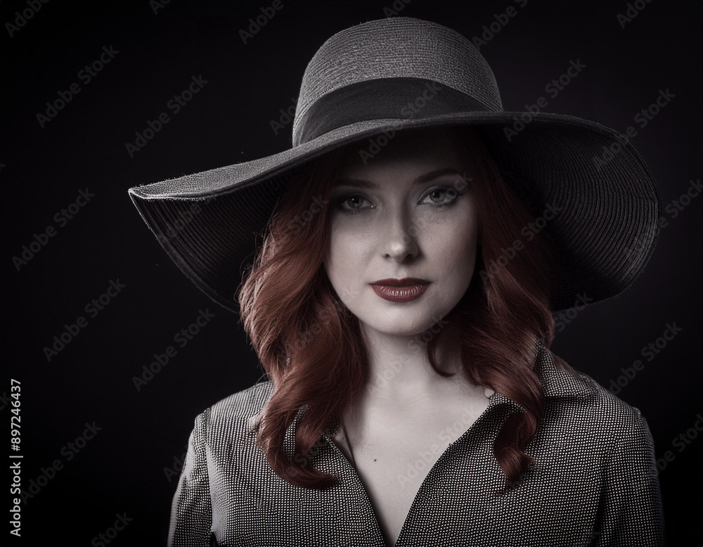 Elegant Film Noir Headshot of a Woman: Timeless Vintage Portrait with Dramatic Lighting and Shadows Elegant Film Noir Headshot of a Woman: Timeless Vintage Portrait with Dramatic Lighting and Shadows