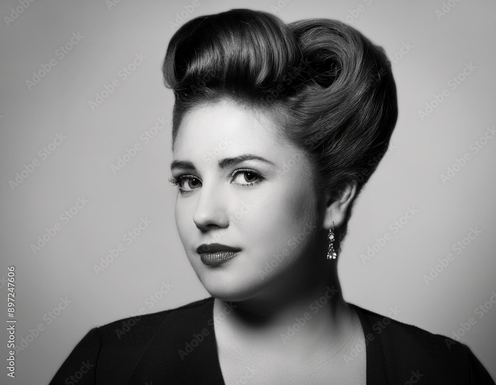 Elegant Film Noir Headshot of a Woman: Timeless Vintage Portrait with Dramatic Lighting and Shadows Elegant Film Noir Headshot of a Woman: Timeless Vintage Portrait with Dramatic Lighting and Shadows