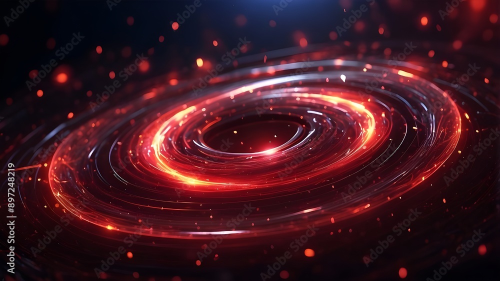 Obraz premium Visual effect layer with swirling glow particles and a red abstract circular plasma lightning particle effect