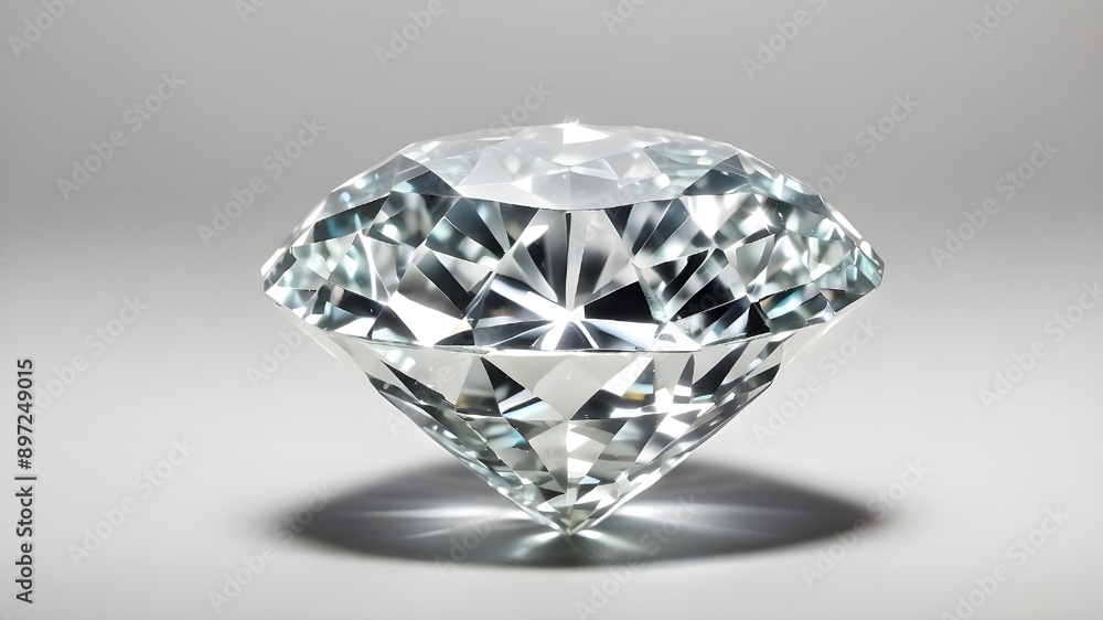 A diamond exhibited on a white background A diamond exhibited on a white background