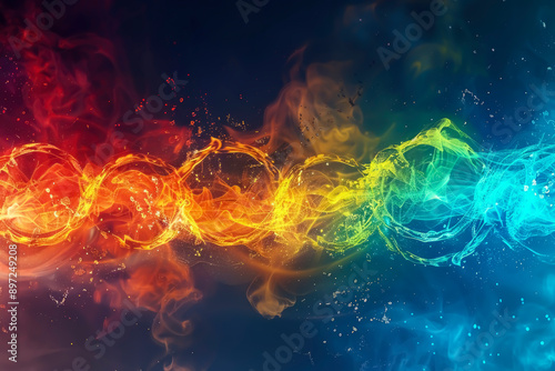 background of colorful rainbow rings on a blue background