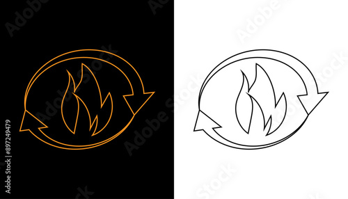 Metabolism fire icon flat design illustration.