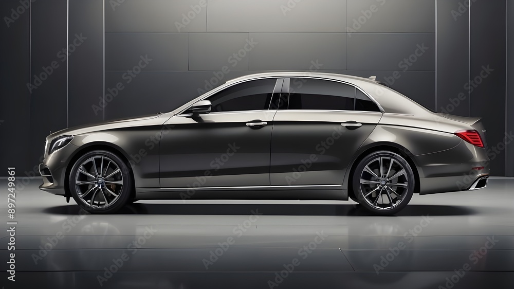 A fancy, pricey automobile is parked against a gloomy backdrop. gray automobile with a sophisticated, luxurious style. Detailed front perspective and clean lines characterize this contemporary car adv A fancy, pricey automobile is parked against a gloomy backdrop. gray automobile with a sophisticated, luxurious style. Detailed front perspective and clean lines characterize this contemporary car adv