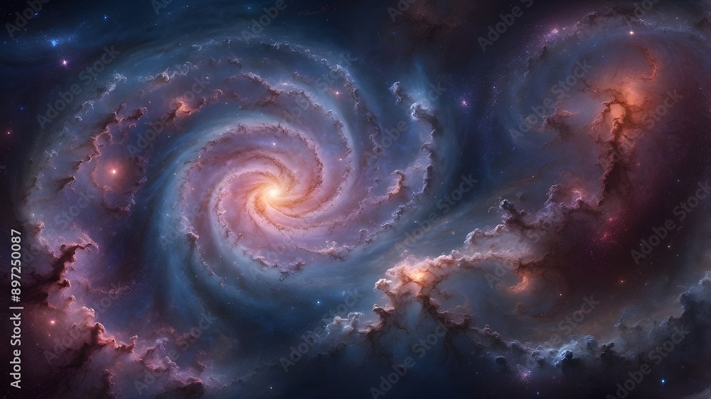 Fantastic blazing star, cosmic journey, celestial dance of space landscape with spiraling galaxies, nebula, and far-off planet, power and energy of spiraling galaxies and dark matter in space Fantastic blazing star, cosmic journey, celestial dance of space landscape with spiraling galaxies, nebula, and far-off planet, power and energy of spiraling galaxies and dark matter in space