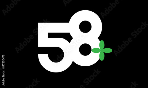 58 Leaf Number Logo Green White Health