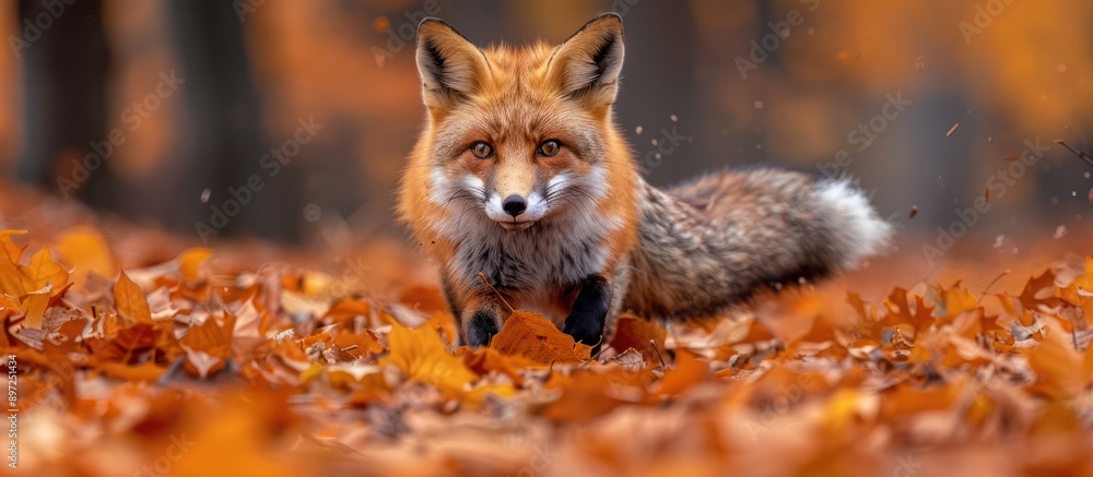 Red Fox in Autumn Leaves Red Fox in Autumn Leaves