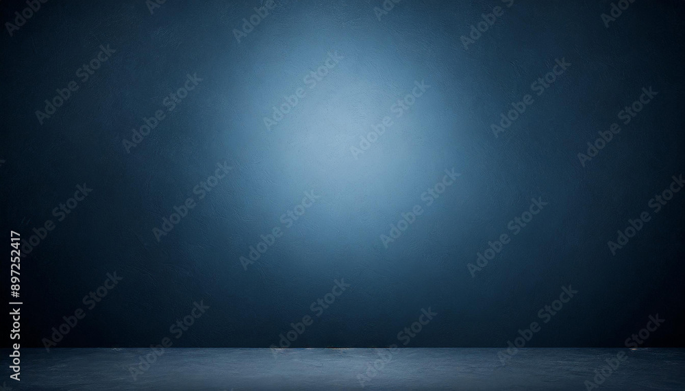 Empty Blue Studio Room with Concrete Floor, Textured Blue Wall, and Spotlight Creating Dramatic Lighting Effect, Suitable for Backgrounds, Presentations, and Design Layouts Empty Blue Studio Room with Concrete Floor, Textured Blue Wall, and Spotlight Creating Dramatic Lighting Effect, Suitable for Backgrounds, Presentations, and Design Layouts