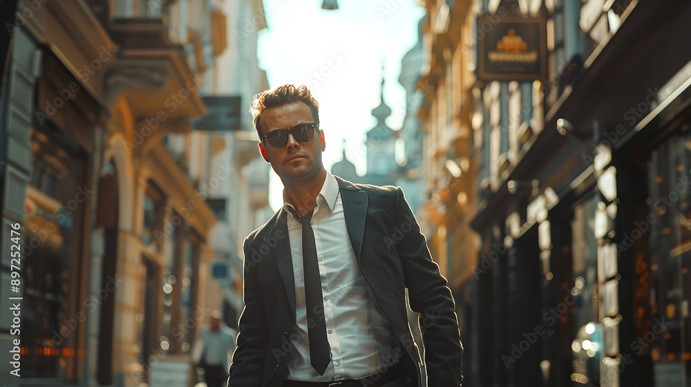 Active business man looking at office window Active business man looking at office window