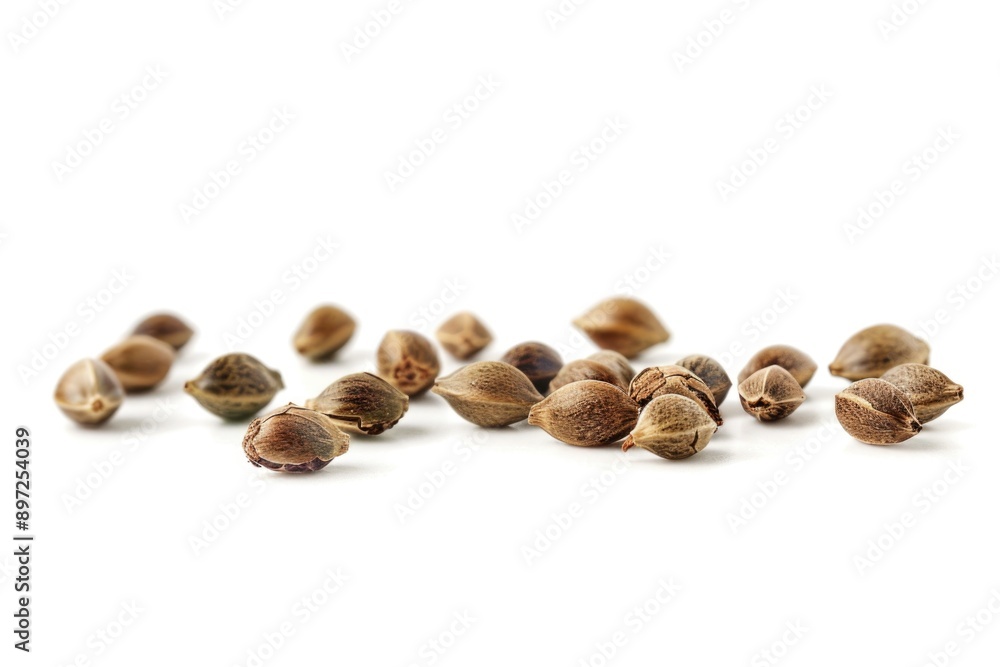 A collection of various nuts on a clean and minimalist white background A collection of various nuts on a clean and minimalist white background