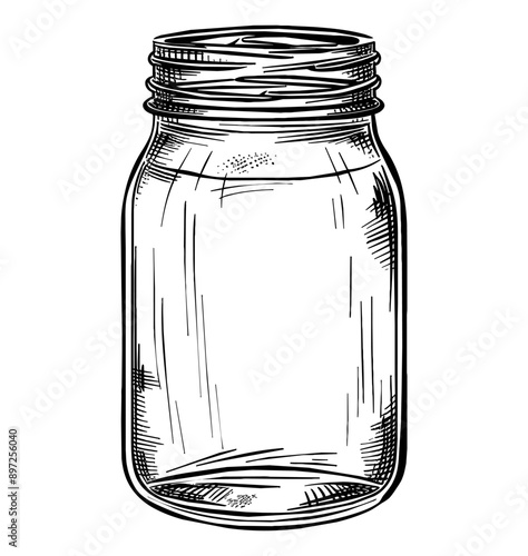 glass container jar engraving black and white outline
