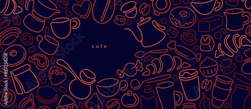 Bakery, tea and coffee line design. Cup of cocoa