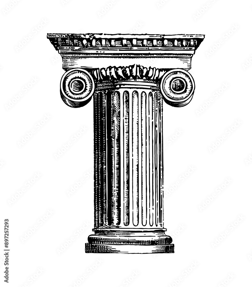 roman column engraving black and white outline roman column engraving black and white outline
