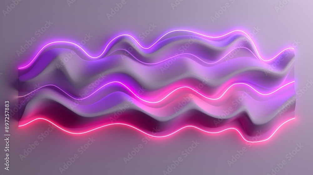 Neon lit abstract background featuring a wavy pattern in pink and purple hues Neon lit abstract background featuring a wavy pattern in pink and purple hues
