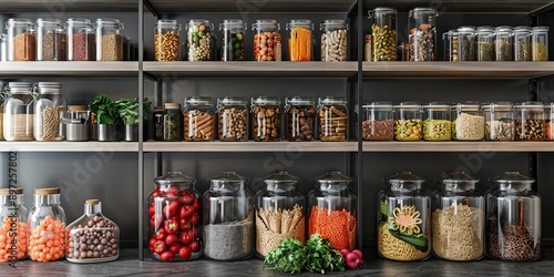 Wallpaper Mural Organized Pantry with Jars of Grains, Legumes, and Vegetables on Shelves Torontodigital.ca