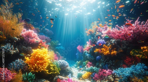 Wallpaper Mural Vibrant Underwater Coral Reef Teeming with Marine Life Torontodigital.ca