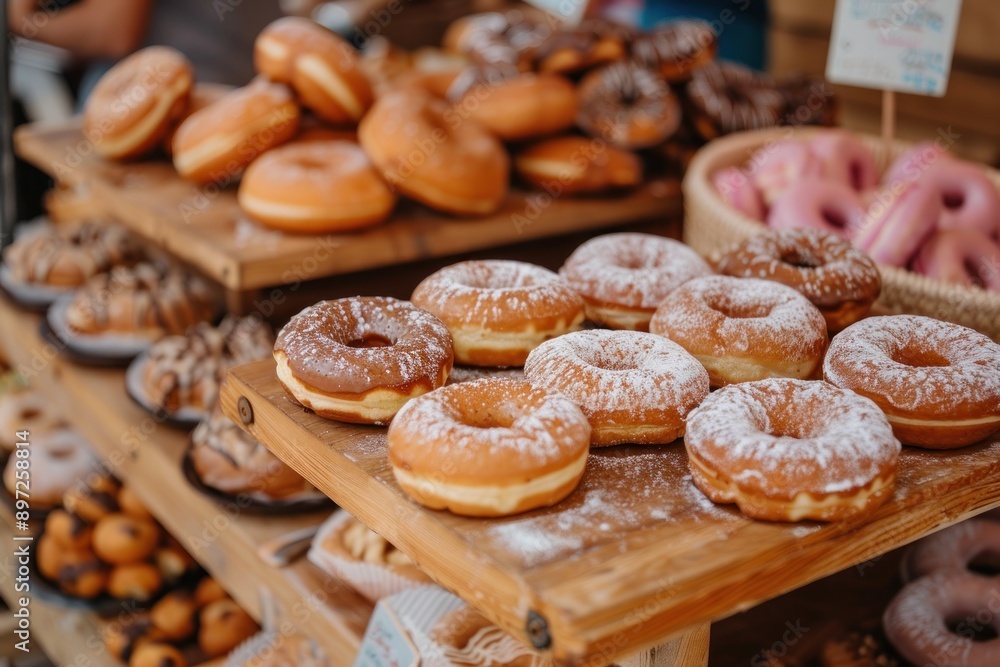 Fresh Donuts in bakery fast food concept Fresh Donuts in bakery fast food concept