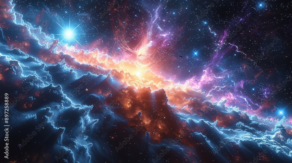 Cosmic Storm: A Galactic Symphony of Light and Energy Cosmic Storm: A Galactic Symphony of Light and Energy