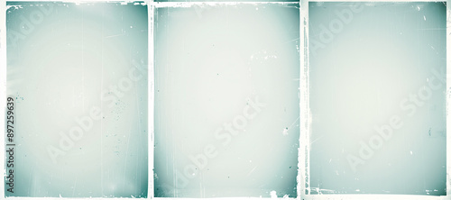 Obraz na płótnie Set of three blank vintage paper poster with white borders and faded green tint. Grunge background overlay. w salonie