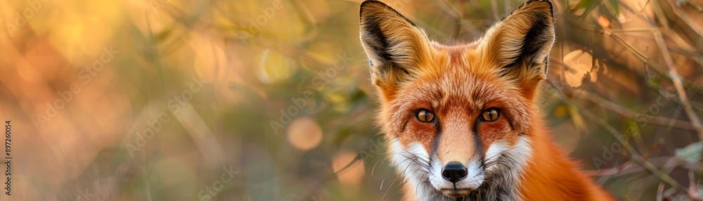 red fox close up portrait in autumnal forest - wildlife photography - sharp focus - wild animal red fox close up portrait in autumnal forest - wildlife photography - sharp focus - wild animal