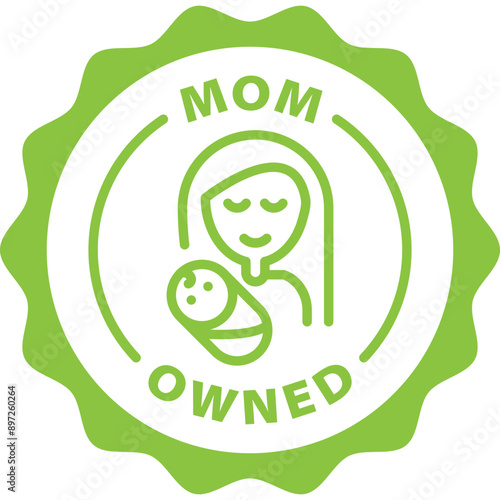 green mom owned outline icon round rounded circle badge stamp label isolated on transparent background