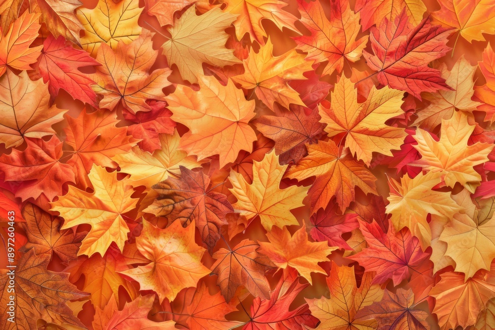 Autumn leaves close up background. Colorful fall leaves pattern. Macro top view Autumn leaves close up background. Colorful fall leaves pattern. Macro top view